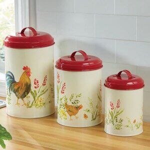 Paula Deen Rooster Pantryware Container Set Food Storage Jar Set